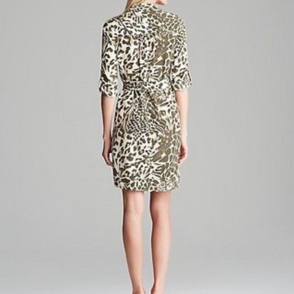 NWT Diane Von Furstenberg Shirt Dress Button Front Belted Long Sleeve Silk Sz 10 - Picture 3 of 16